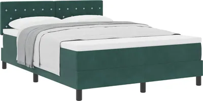 Produktbild von vidaXL Boxspringbett mit Matratze Dunkelgrün 140 x 190 cm Samt