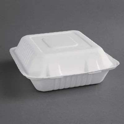 Produktbild von Fiesta Compostable Kompostierbare Menüboxen Aus Bagasse Mit Klappdeckel 22,3Cm (200 Stück)