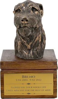 Zdjęcie produktu dla Wilczarz irlandzki, Irish wolfhound - urna na prochy psa ze statuetką, mała urna dla psa, personalizowana urna z popiersiem psa marki Art-Dog