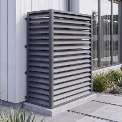 Immagine prodotto di Copertura per impianto di climatizzazione/scambiatore di calore HWC-O43, copertura per griglia di protezione, metallo 164x127x65 cm ~ antracite