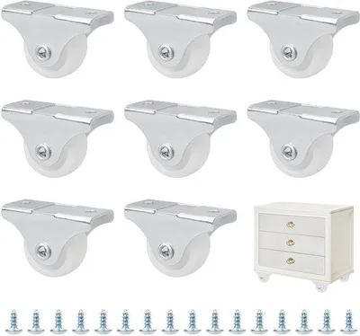 Imagen del producto de Ruedas para muebles Kleinwagen, juego de 8 unidades, ruedas de acero de 25 mm, no ajustables, fijación con tornillos