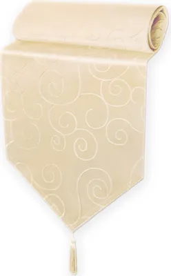 Produktbild von Tischläufer 40x140 cm Creme Damast Ornamente klassisch Tischdecke Läufer spitz zulaufend