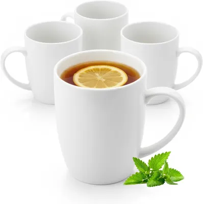 Image de Tasses Wilmax 460 ml en porcelaine blanche, lot de 4 WL-993018/A4