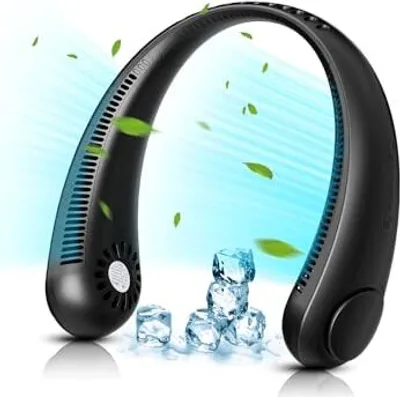 Produktbild von Nackenventilator, tragbarer blattloser 4000 maah wiederaufladbarer persönlicher Lüfter 3 Geschwindigkeiten Wandern, Outdoor, Zuhause, Büro, Einkaufen,