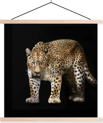Produktbild von MuchoWow® Textilposter Leopard - Fell - Wild 120x120 cm mit holzfarbenen Rahmen - Textil-Poster
