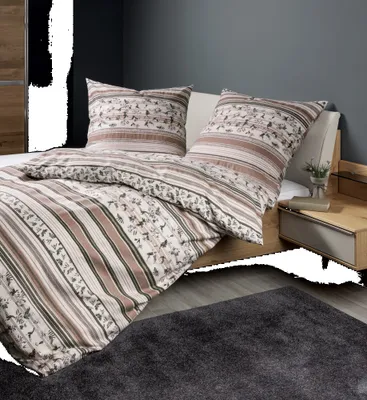 Produktbild von Janine Design Feinbiber-Bettwäsche-Garnitur DAVOS 65177 Farbe beige braun Größe 155x220+80x80