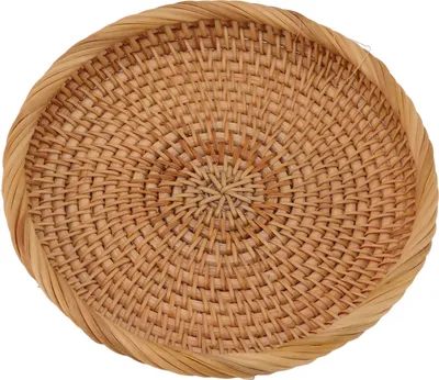 Image de Plateau à fruits en rotin tressé à la main Élégant plateau de service traditionnel en rotin naturel pour comptoir de cuisine Table M