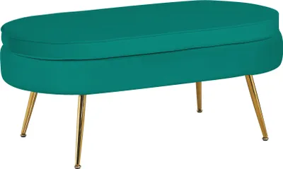 Produktbild von SalesFever Sitzpouf oval | Bezug Samt-Stoff | Gestell Metall goldfarben | B 99 x T 44 x H 40 cm | grün