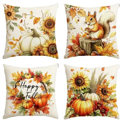 Kissenbezug-Set Herbst 4er-Pack 40x40 cm Dekokissen