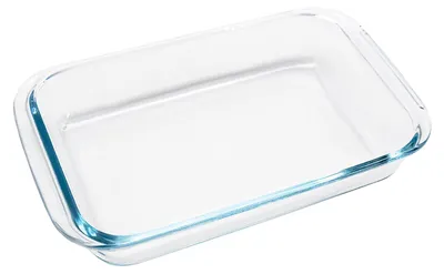 Image de Petit plat à gratin en verre, plat à lasagnes d'1 litre, en verre borosilicaté, 26 x 15 x 4,5 cm, plat rectangulaire avec de larges poignées, adapté au micro-ondes, résistant à la chaleur et lavable au lave-vaisselle.