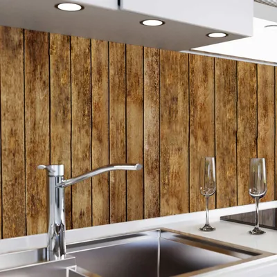 Produktbild von danario Küchenrückwand selbstklebend - Matt - Spritzschutz Küche - versteifte PET Folie - 0,36 mm - Holzlatten - 60cm x 280cm