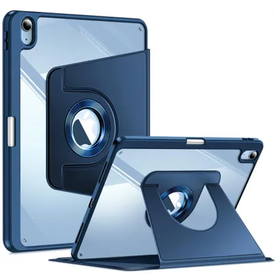 Produktbild von Fintie Rotierende Hülle für iPad Air 11 Zoll M4/M3/M2 (2026/2025/2024), iPad Air 5/4 Gen (10,9", 2022/2020) mit Stifthalter, 360° drehbare, transparente Acryl-Rückseite, stoßfestem Rahmen, Blau