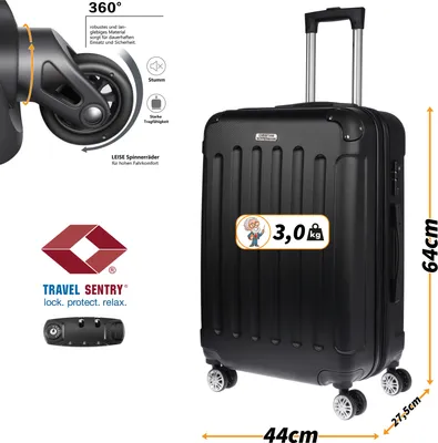 Produktbild von Großer L Koffer Reisekoffer Hartschalenkoffer Reisen TSA Zahlenschloss Schwarz