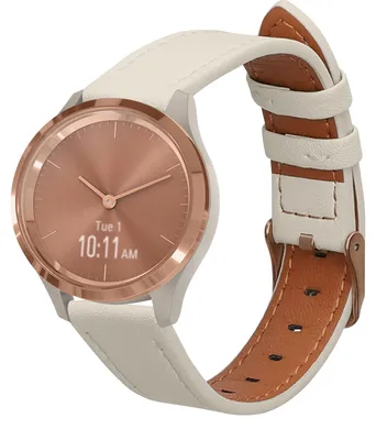 Produktbild von kwmobile Echtleder Uhrenarmband für Garmin vivomove 3S / vivoactive 4S Armband - Ersatzarmband für Fitnesstracker - Wechselarmband Smartwatch - Weiß