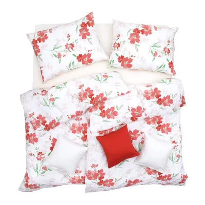 Obrázek produktu pro SCANquilt povlečení KLASIK botanica bíločervená 100% bavlna 140 x 220/70 x 90 cm