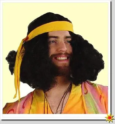 Produktbild von Perücke Hippie mit Kopfband, schwarz