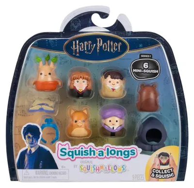 Image de Squish-a-longs SQAL0105 - Harry Potter, lot de 6, vague 1, style 1, contient 6 mini-squish de 2,5 cm avec 2 accessoires, 1 bague et 1 guide du collectionneur