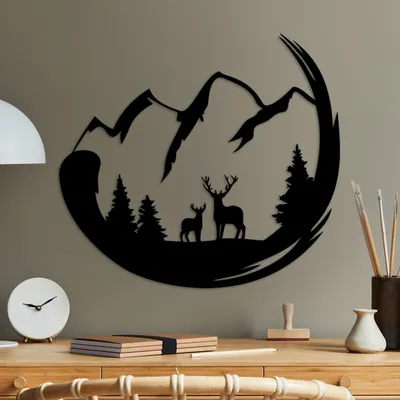 Produktbild von Wallity, Mother And Son 2, Dekoratives Wandaccessoire aus Metall, Schwarz, 100 % METALL, 49 x 53 cm