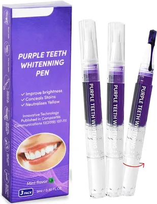 Produktbild von Zahnaufhellung Stift Bleaching Zähne, Purple Teeth Whitening Pen 3 Stück, Schmerzfreies Schnelles Aufhellen Zahnweiss Stift, Effektiv Flecken
