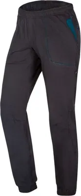 Schwarze Kletterhose Jaws Pants von Ocun mit seitlichen Taschen und elastischem Bund.