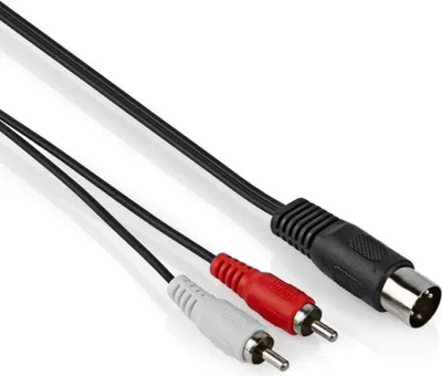 Image de Allteq ALTQ-AU-DIN-140, 2 x RCA, mâle, DIN (5 broches), mâle, 1 m, noir