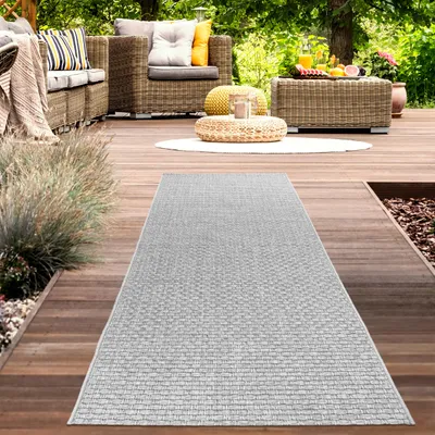 Immagine prodotto di Tappeto da esterno per balconi resistente alle intemperie a tinta unita grigio dimensioni - 80 x 250 cm