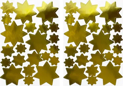 Produktbild von Oblique Unique 44 Sterne Sticker Stern Aufkleber für Weihnachten Weihnachtsdeko Geschenkdeko Basteln Glänzend - gold