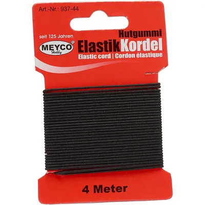 Obrázok produktu pre Meyco Hobby gumová šnúra na klobúky v čiernej farbe na remeselné účely 4 m