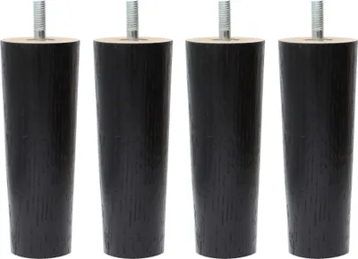 Immagine prodotto di Natural Goods Berlin FUSION Legs, gambe per mobili in legno massiccio, gambe per letti, divani e armadi, nero, 12 cm, 4 pezzi
