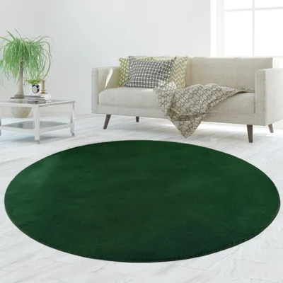 Produktbild von Grüner Teppich dekorativ weich pflegeleicht ideal für gemütliches Wohnen Größe - 160 cm Rund