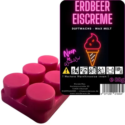 Produktbild von WonderWax Neon Duftriegel 6 x Duftwachs Kreise Wachsmelt Duftwachs Raumduft für Duftlampen Soja Wachs Melts Duftmelt Aroma Wellnes Kerzen Wärmer Wax Tarts Erdbeereis