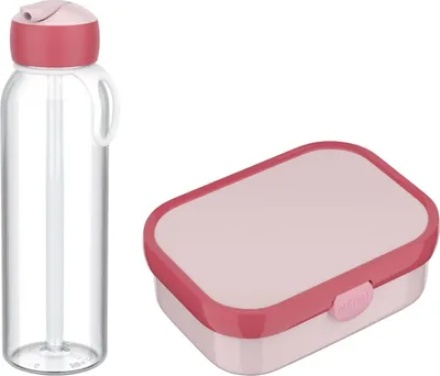 Produktbild von Mepal - Pausenset Campus - Set für Kinder mit Bento Brotdose und Flip-Up Wasserflasche - Lunch-Set für die Schule oder unterwegs - Spülmaschinenfest - 750 + 500 ml - Cool Pink