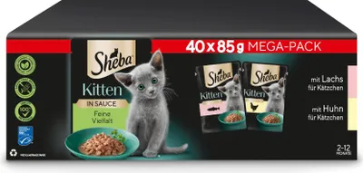 Produktbild von Sheba Katzen Nassfutter für Kitten im Portionsbeutel Feine Vielfalt mit Lachs (M