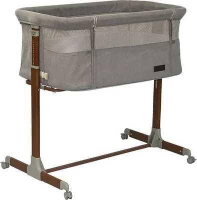 Produktbild von Novi Goodnight Premium Beistellbett – ab Geburt bis ca. 6 Monate – höhenverstellbar – Anti-Reflux-Funktion – mit Rollen - Taupe
