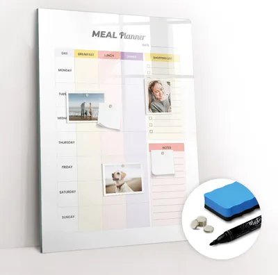 Produktbild von Magnetpinnwand Memoboard - Zubehörsatz - Schwarzer Marker + Schwamm + Magnete - 70 x 100 cm - Ernährungsplaner