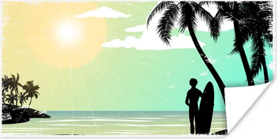 Produktbild von MuchoWow® Poster Sonne - Meer - Brandung 150x75 cm - ohne Rahmen