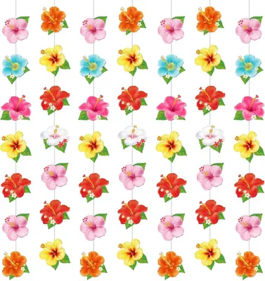 Hibiskus-Girlande, 8 Stück, 110 cm, Papier, tropische Dekoration