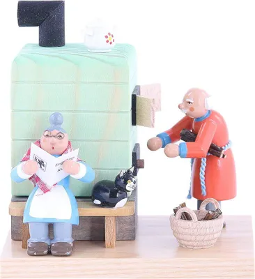Immagine prodotto di Figurina di fumo della nonna con il nonno alla stufa di maiolica altezza= 10cm NUOVO