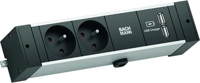 Produktbild von BACHMANN DESK RAIL 2xUTE 1xUSB Charger 2,0m GST18