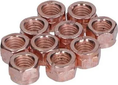 Produktbild von Selbstsichernde Mutter M8x1,25 Schlüsselweite 12 mm, Kupferbeschichtet, 10 Stück