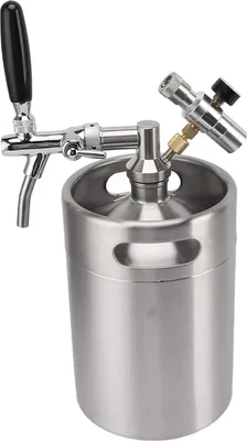 Obrázok produktu pre Mini Beer Keg Growler 5L Stainless Steel Portable Pressurized Home Dispenser System with 60PSI Pressure Regulator for Homebrew Craft and Draft Beer