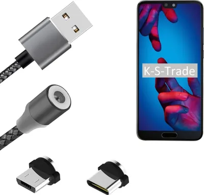 Produktbild von K-S-Trade Hochwertiges Magnet-Lade-kabel Sync-Kabel Daten-Kabel für Huawei P20 mit USB-Typ-C-Anschluss und Micro-USB-Anschluss 2A bis zu 480mbps