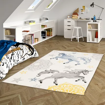 Produktbild von Kinder Teppich Maui Kids Pferde Bunt Stars, Größe:200x290 cm