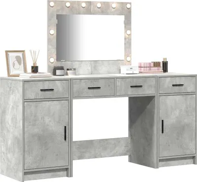 Productafbeelding van vidaXL Schminktafel, 3 stuks, grijs, 78,5 x 41 x 135 cm, houtvezel