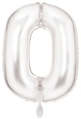 Obrázok produktu pre Fóliový balón číslo 0 biely metalický - 83 cm