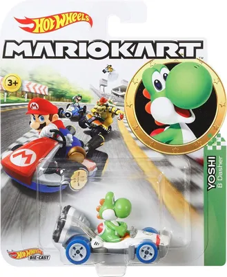 Produktbild von Mattel GBG29 - Hot Wheels - Mario Kart - Die-Cast-Fahrzeug, 1:64, Yoshi