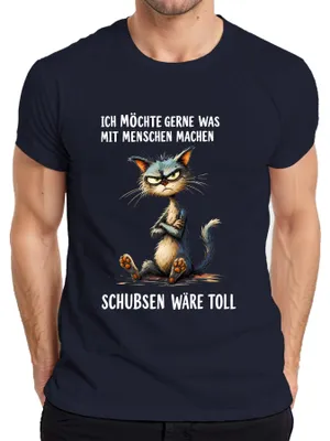 Produktbild von Ich möchte was mit Menschen machen Schubsen Statement Sarkasmus Herren T-Shirt, Navy, XXL