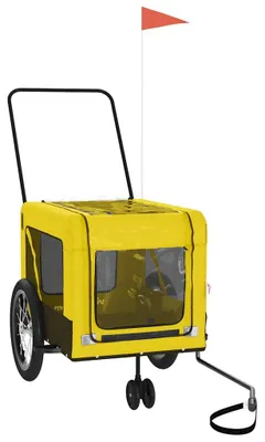 Productafbeelding van Hondenfietstrailer oxford stof en ijzer geel en zwart