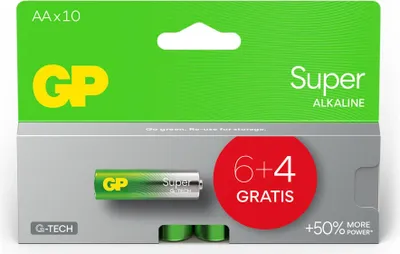 Image de 6+4 GP Super Alkaline 1,5 V AA Mignon LR06    GPSUP15A980C10