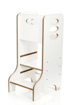 Produktbild von Kids Helper Lernturm Weiß Montessori Küchenhelfer Tritthocker Kinder Kindermöbel MDF